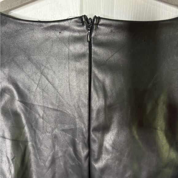 Ashley Stewart Black Faux Leather Fringe Maxi Dress V Neck Size 12 - Picture 7 of 7